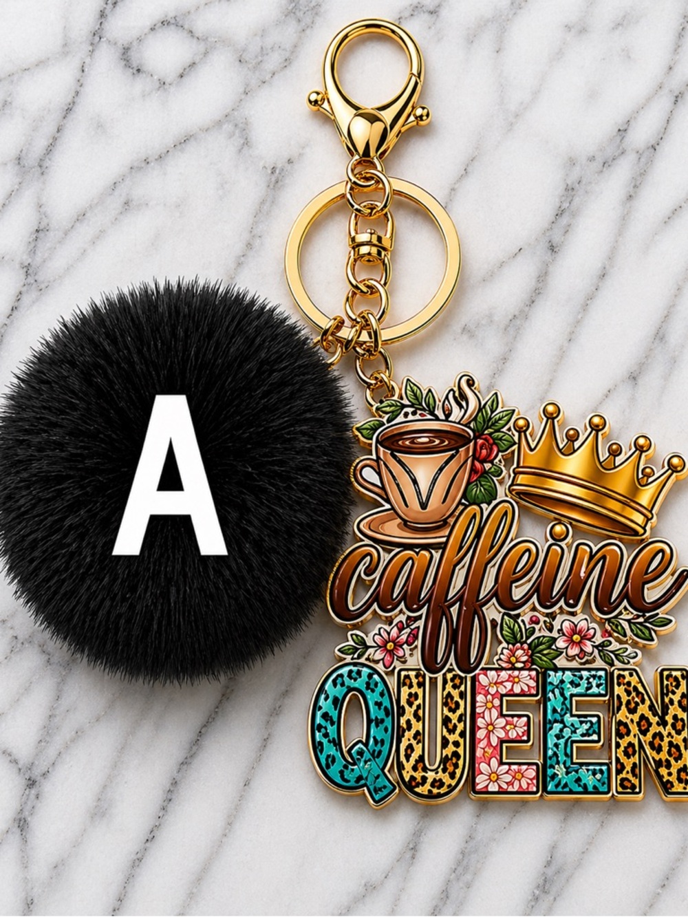 Hand-Crafted Pom Pom Lobster Claw Keychain Bag Charm | Gold Hardware - Picture 2 of 12